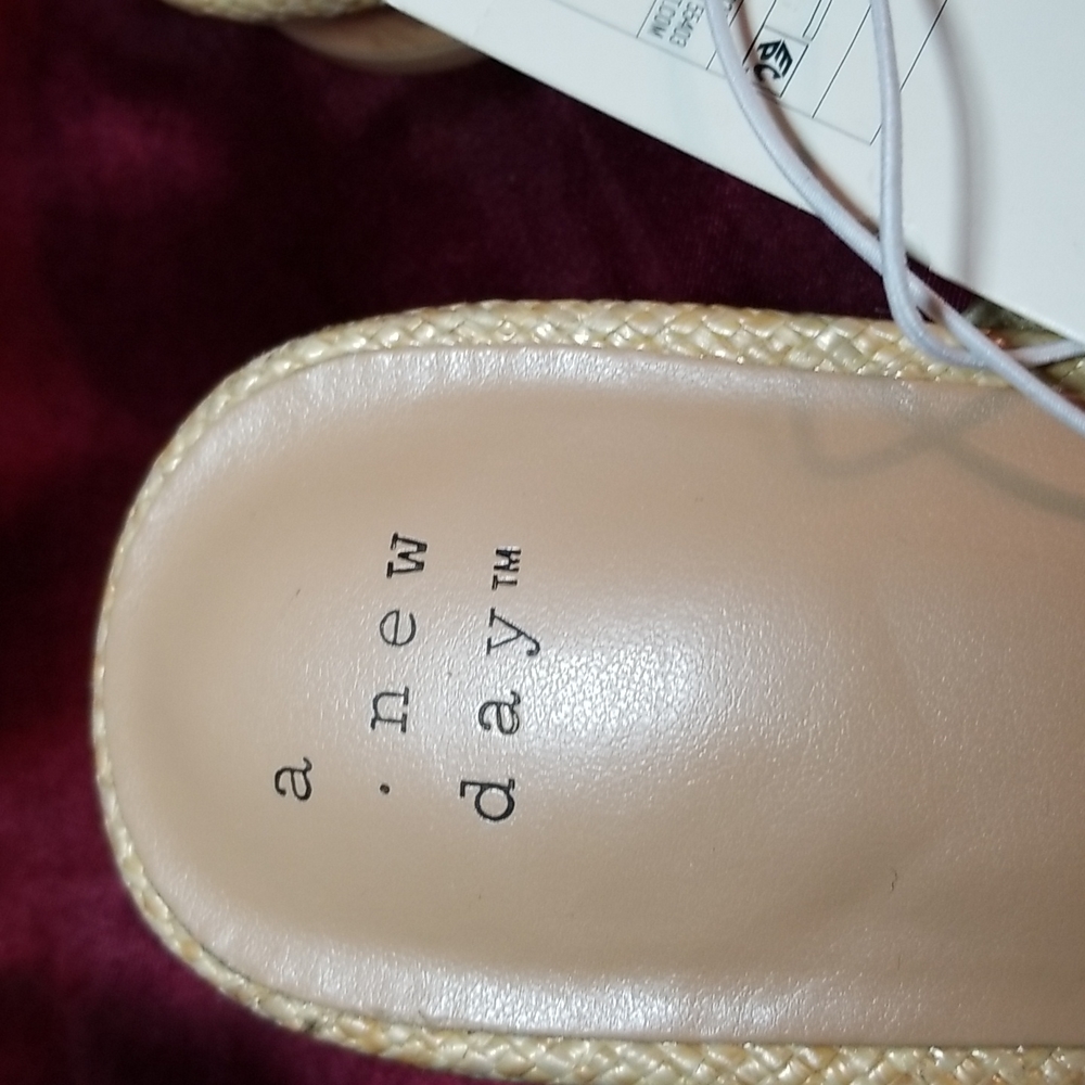 Nwt 8 classic wood heel faux tweed slide - Picture 5 of 10